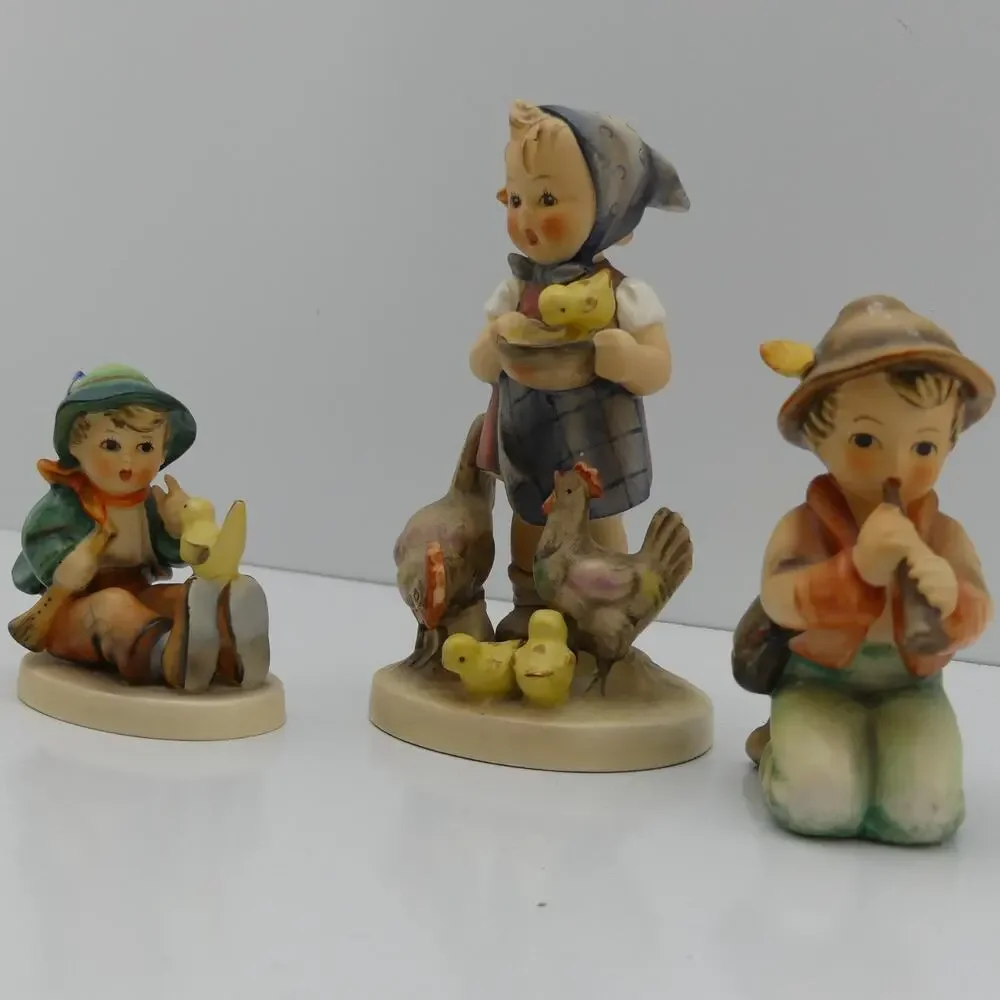 Lot of 3 Goebel Hummel Figurines Children Birds Chickens W. Germany Vintage